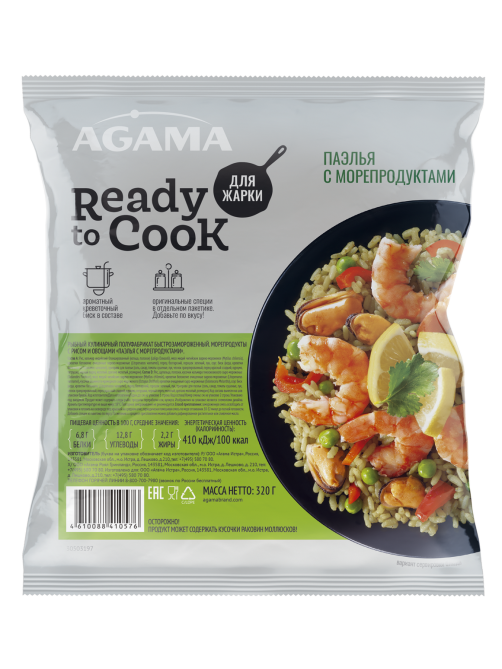 Паэлья Agama с морепродуктами замороженная, 320г