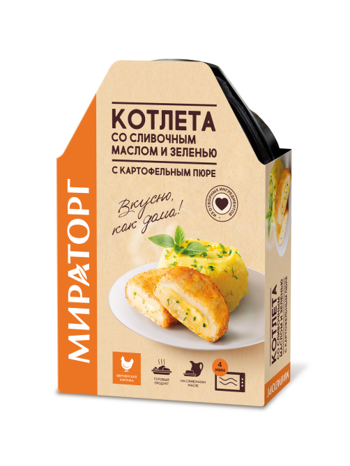 Котлета Мираторг сливочная масло и зелень с картофельным пюре замороженная, 260г