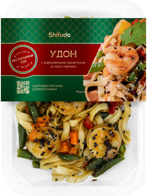 Удон Shifudo королевские креветки и соус терияки замороженный, 200г