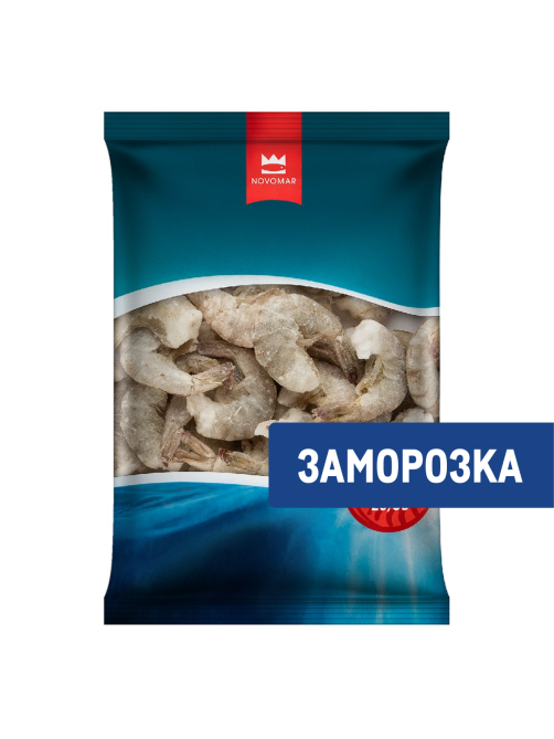 Креветки Океан вкуса белоногие без головы в панцире замороженные 26/30, 850г