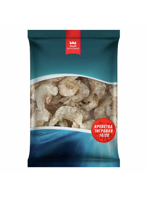 Креветки Океан вкуса тигровые без головы замороженные 16/20, 850г