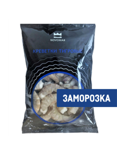Креветки Novomar тигровые без головы свежемороженые 21/25, 650г