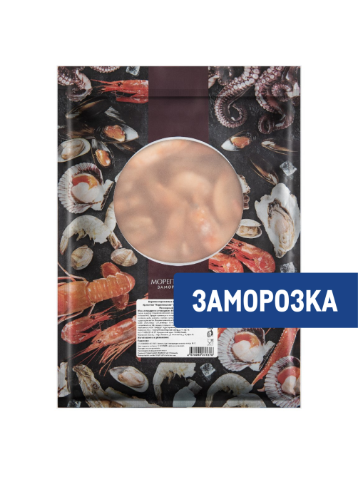 Креветки королевские (белоногие) неразделанные варено-мороженые водные 50/70, 850г
