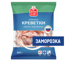 Fine Life Креветки северные с головой варено-мороженые 120, 800г
