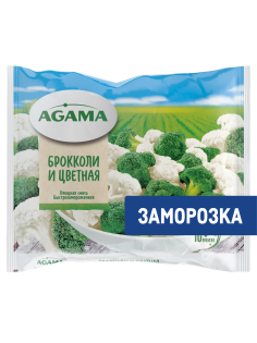 Смесь овощная Agama брокколи и цветная капуста замороженная, 400г