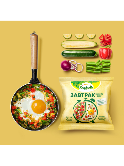 Овощная смесь Бондюэль Завтрак с кабачком замороженный, 200г