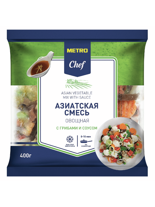 METRO Chef Смесь овощная Азиатская с грибами и соусом замороженная, 400г