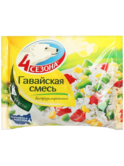 Смесь 4 сезона Гавайская овощная с рисом быстрозамороженная, 400г