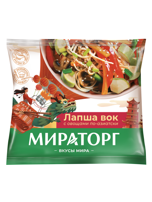 Смесь Мираторг лапша вок по-азиатски с овощами замороженная, 400г