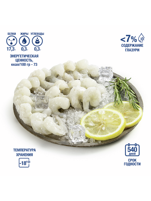 METRO Chef Креветки белоногие 51/60 очищенные свежемороженые, 860г