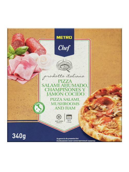 METRO Chef Пицца Салями, ветчина и грибы замороженная 27см, 340г