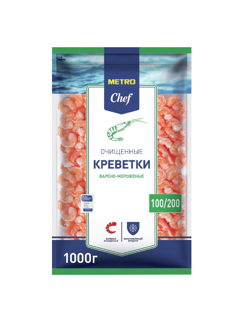 METRO Chef Креветки пёстрые коктейльные 100/200 очищенные варено-мороженые, 1кг