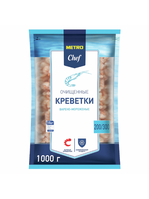 METRO Chef Креветки коктейльные 200/300 очищенные варено-мороженые, 1кг