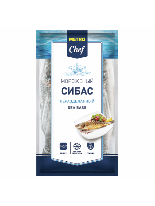 METRO Chef Сибас неразделанный свежемороженый 300/400, ~750г