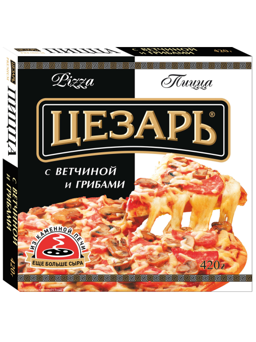 Пицца Цезарь с ветчиной и грибами замороженная, 420г