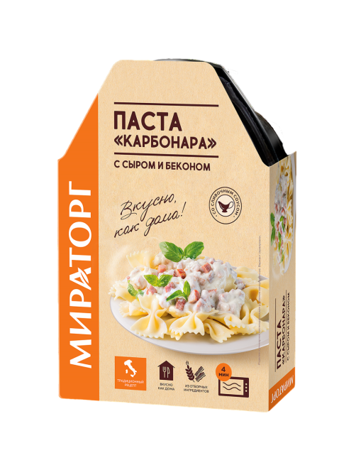 Паста карбонара Мираторг сыр-бекон замороженная, 260г