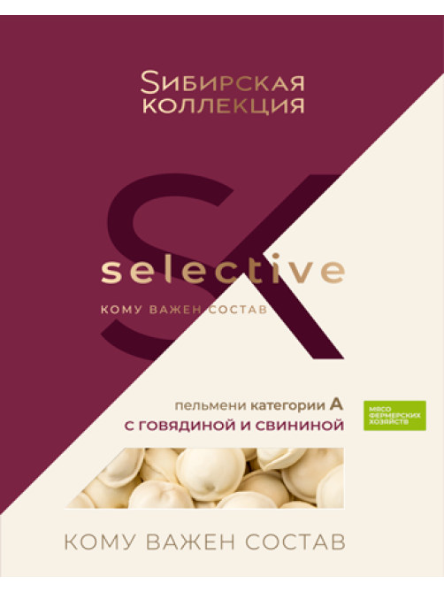 Пельмени Сибирская коллекция Selective Говядина-свинина замороженные, 500г