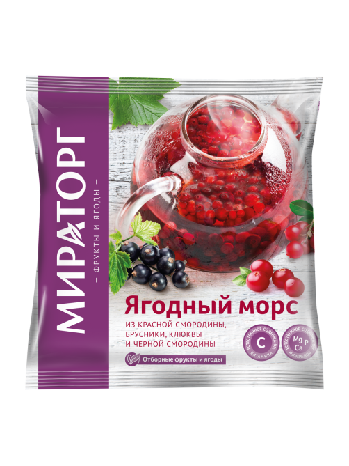 Морс ягодный Мираторг Смородина-брусника-клюква замороженный, 300г
