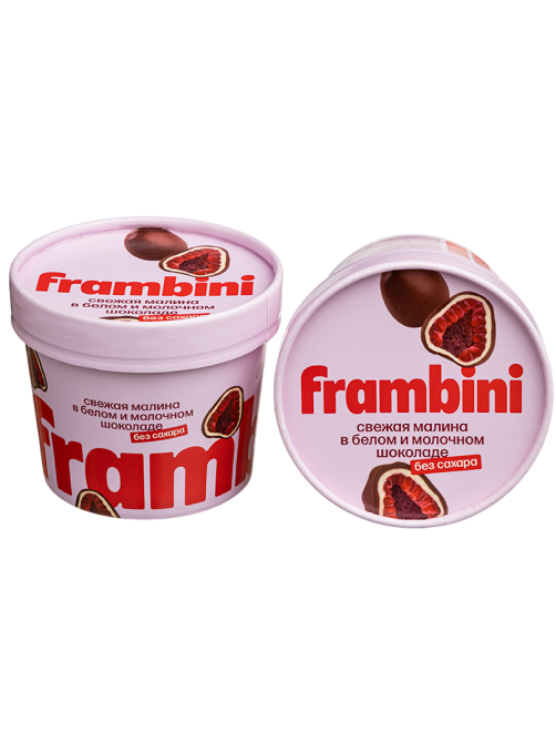 Малина Frambini в белом и молочном шоколаде без сахара замороженная, 130г