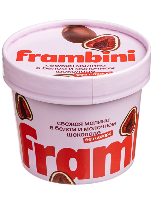 Малина Frambini в белом и молочном шоколаде без сахара замороженная, 130г