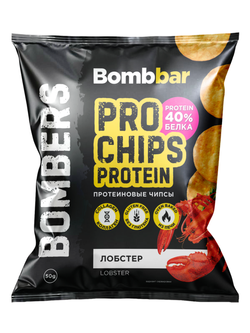 Чипсы Bombbar протеиновые лобстер, 50г