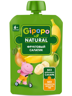 Пюре фруктовое детское Gipopo Фруктовый салатик с 6 месяцев, 90г