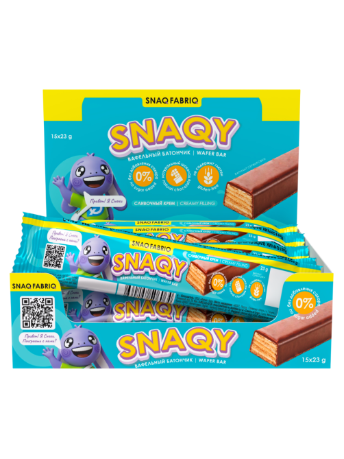 Батончик вафельный Snaq Fabriq сливочный крем без сахара, 23г x 28 шт