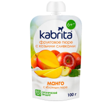 Пюре фруктовое детское Kabrita Манго, яблоко и козьи сливки с 6 месяцев, 100г