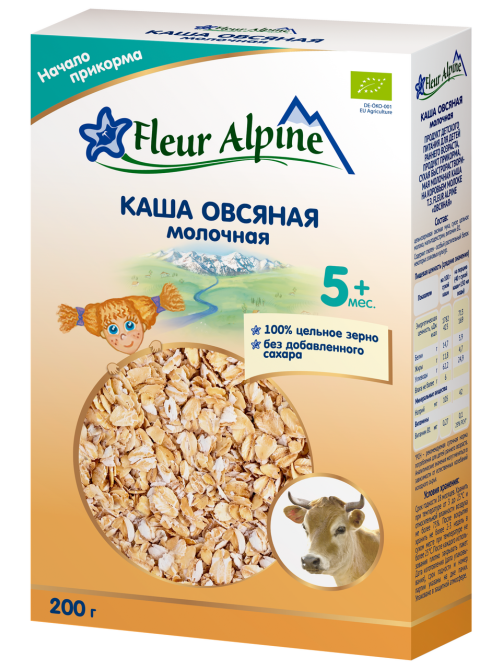 Каша молочная детская Fleur Alpine Овсяная с 5 месяцев, 200г