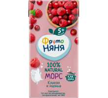 Морс детский ФрутоНяня Клюква и малина с 5 месяцев, 200мл