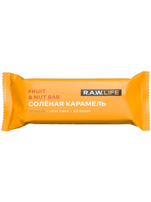 Батончик R.A.W. LIFE Соленая карамель без сахара без глютена, 47г