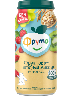 Пюре фруктовое детское Фруто Фрукты, ягоды и злаки с 8 месяцев, 250г