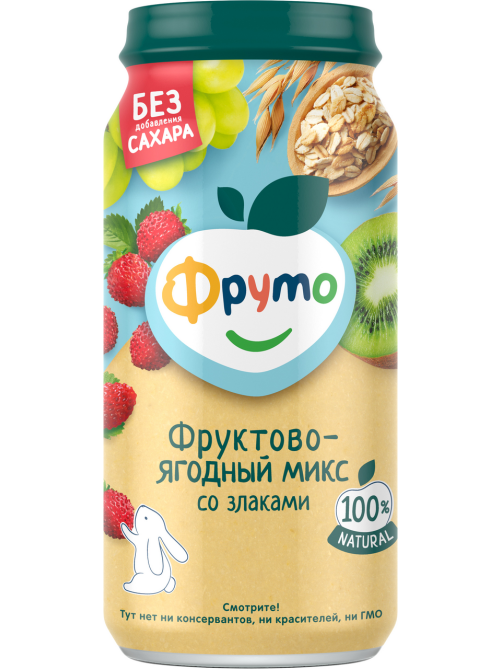 Пюре фруктовое детское Фруто Фрукты, ягоды и злаки с 8 месяцев, 250г