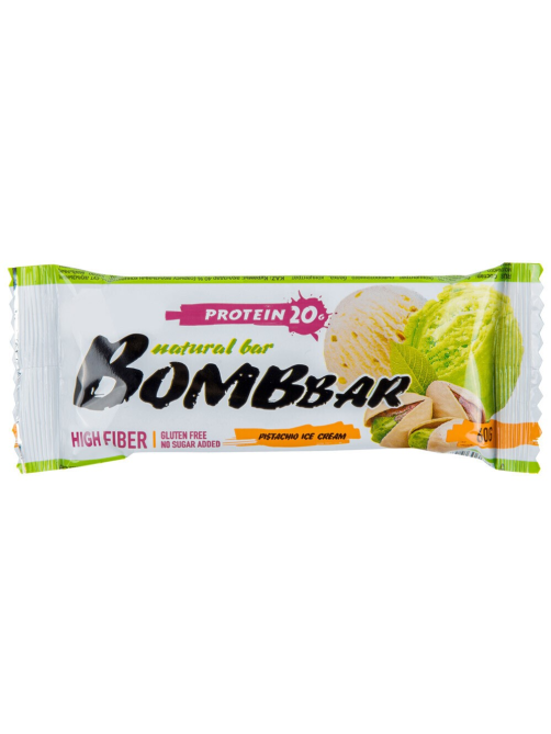 Батончик ореховый Bombbar Фисташки и пломбир неглазированный, 60г x 20 шт