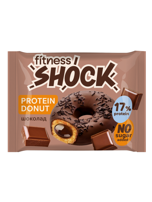 Пирожное протеиновое Fitness Shock Донат с шоколадной начинкой, 70г