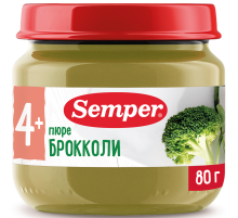 Пюре овощное детское Semper Брокколи с 4 месяцев, 80г