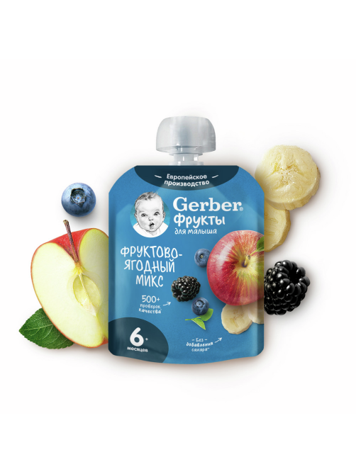 Пюре фруктовое детское Gerber Фрукты и ягоды с 6 месяцев, 90г