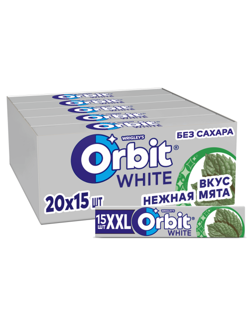 Жевательная резинка Orbit White XXL Нежная мята без сахара, 20.4г