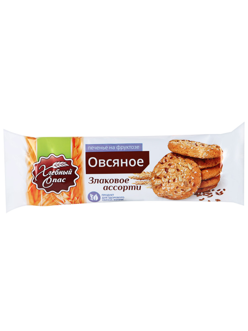 Печенье овсяное Хлебный Спас Злаковое ассорти без сахара, 250г
