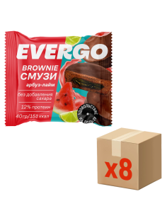 Пирожное протеиновое Evergo брауни смузи арбуз с лаймом, 40г x 8 шт