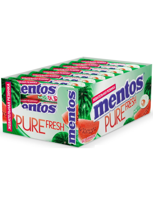 Жевательная резинка Mentos Pure Fresh вкус Арбуз, 15.5г x 24 шт