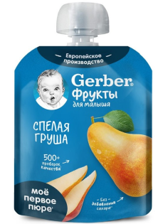 Пюре фруктовое детское Gerber Спелая груша с 4 месяцев, 90г