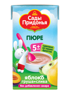 Пюре фруктовое детское Сады Придонья Яблоко, груша и слива с 5 месяцев, 125г