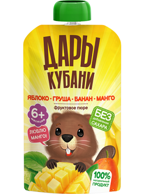 Пюре детское Дары Кубани яблоко, банан и манго, 90г