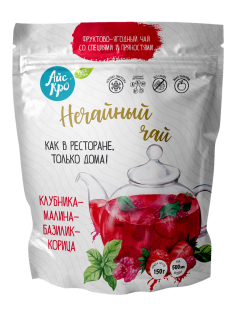 Чай замороженный Айскро Клубника, малина, базилик и корица без сахара, 150г