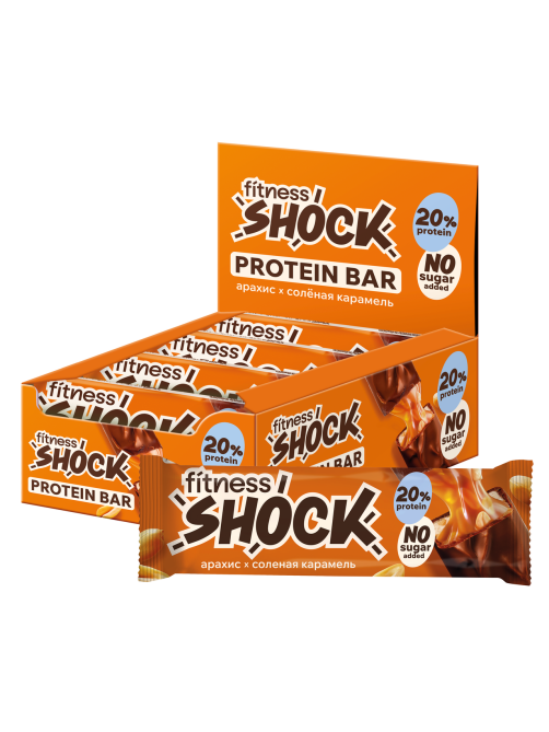 Батончик протеиновый Fitness Shock карамель и арахис, 50г