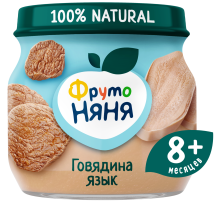 Пюре мясное детское ФрутоНяня Говядина и язык с 8 месяцев, 80г