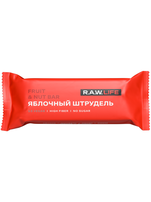 Батончик R.A.W. LIFE Яблочный штрудель без сахара без глютена, 47г