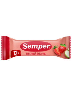 Батончик фруктовый детский Semper Яблоко и клубника с 12 месяцев, 15г