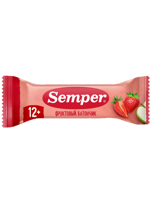 Батончик фруктовый детский Semper Яблоко и клубника с 12 месяцев, 15г
